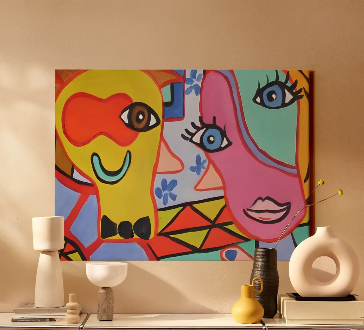 Pop Art Abstract Faces Vibrant Colorful Portrait canvas by homdeco