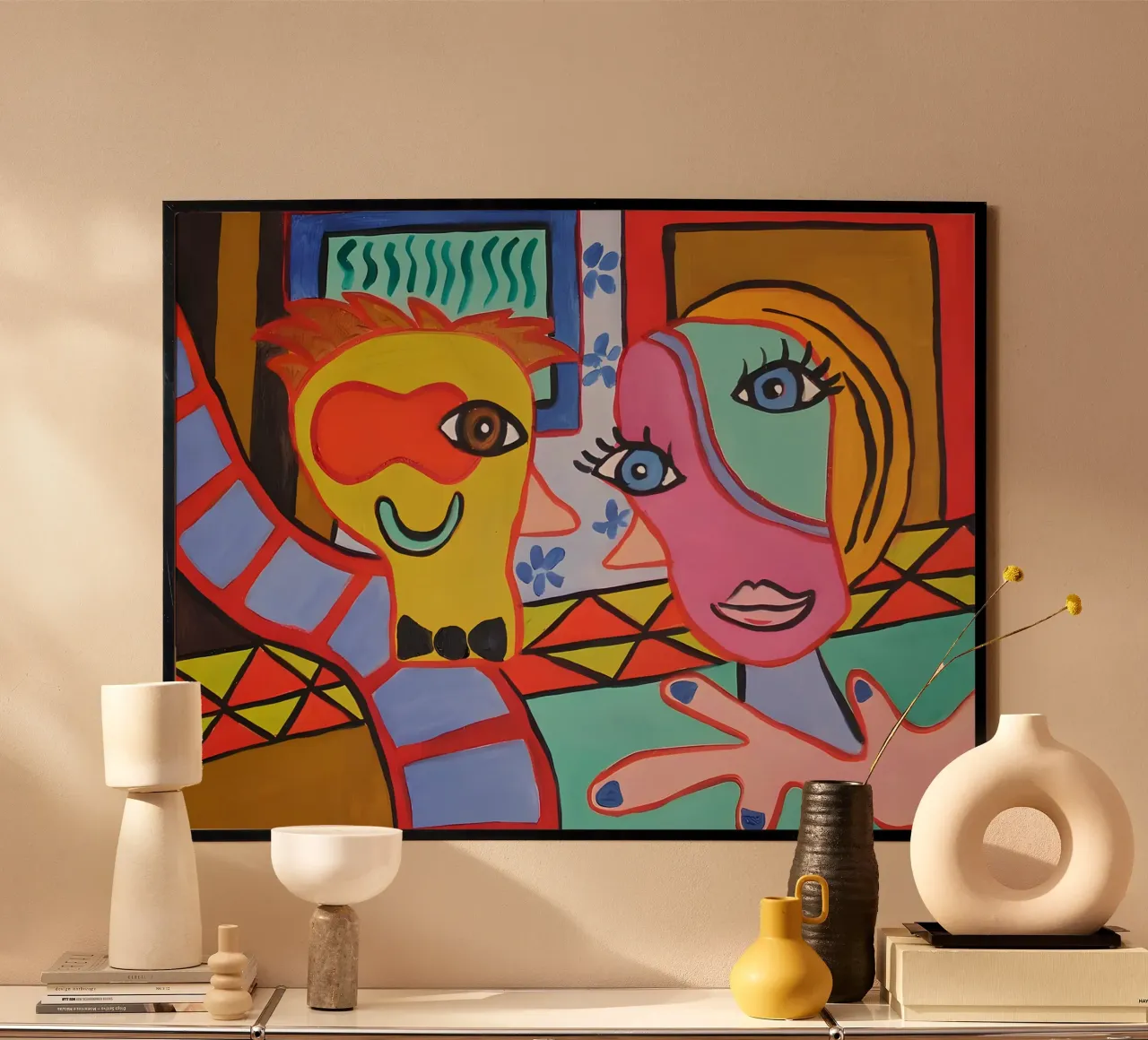 Pop Art Abstracte Gezichten Levendig Kleurrijk Portret hahnemühle van homdeco