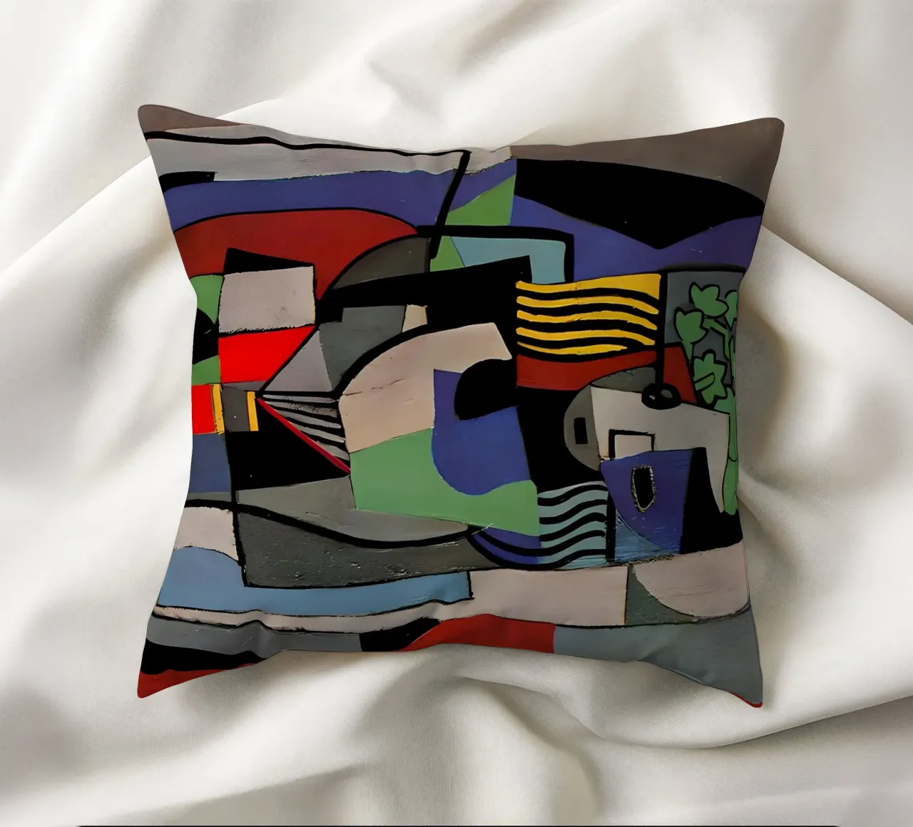 Composizione astratta cubista Forme geometriche vibranti cuscino da homdeco