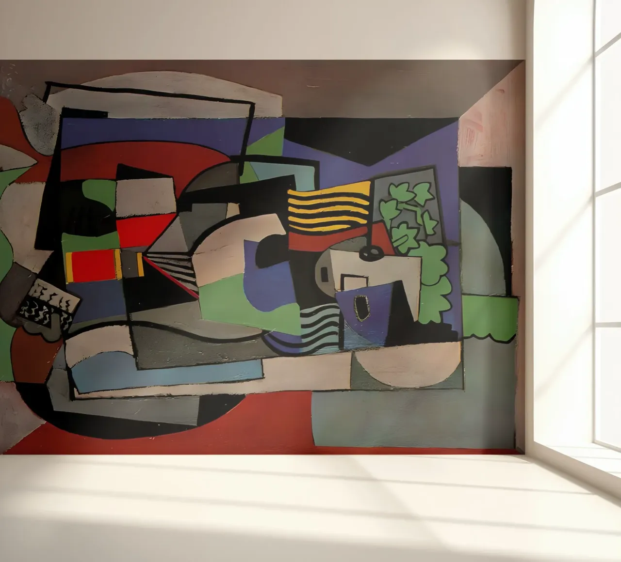 Cubist Abstract Composition Vibrant Geometric Forms photo wallpaper by homdeco