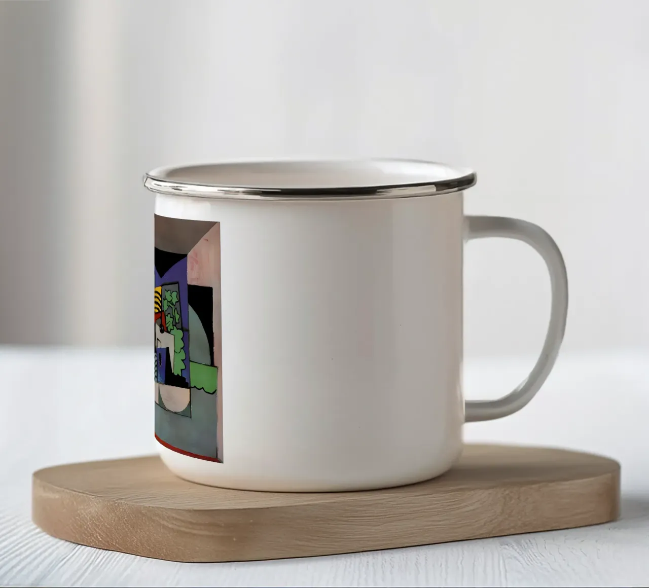 Composizione astratta cubista Forme geometriche vibranti tazza in smalto da homdeco