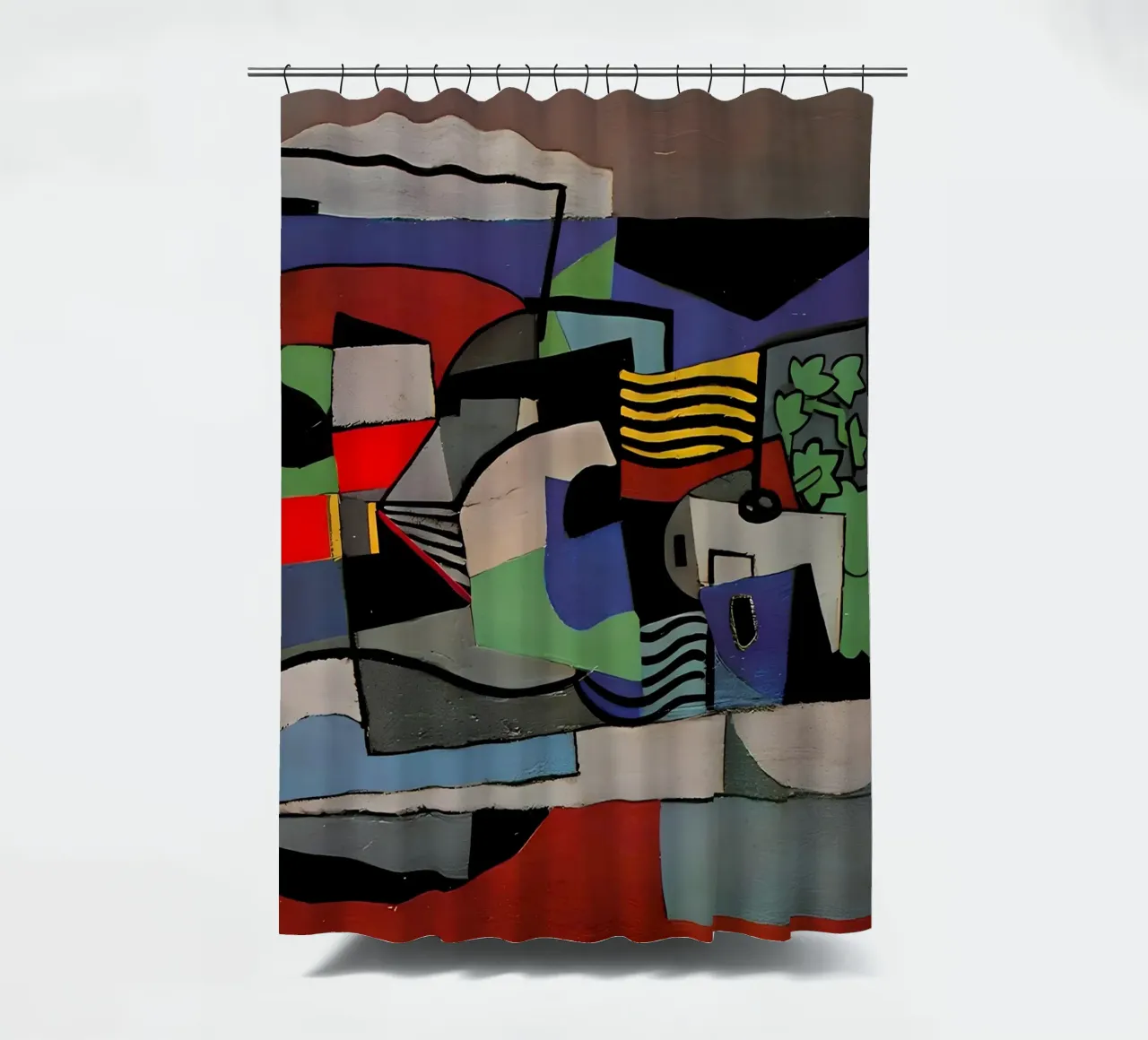 Cubist Abstract Composition Vibrant Geometric Forms shower curtain by homdeco