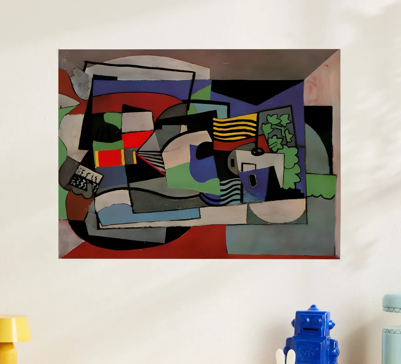 Cubist Abstract Composition Vibrant Geometric Forms hahnemühle by homdeco