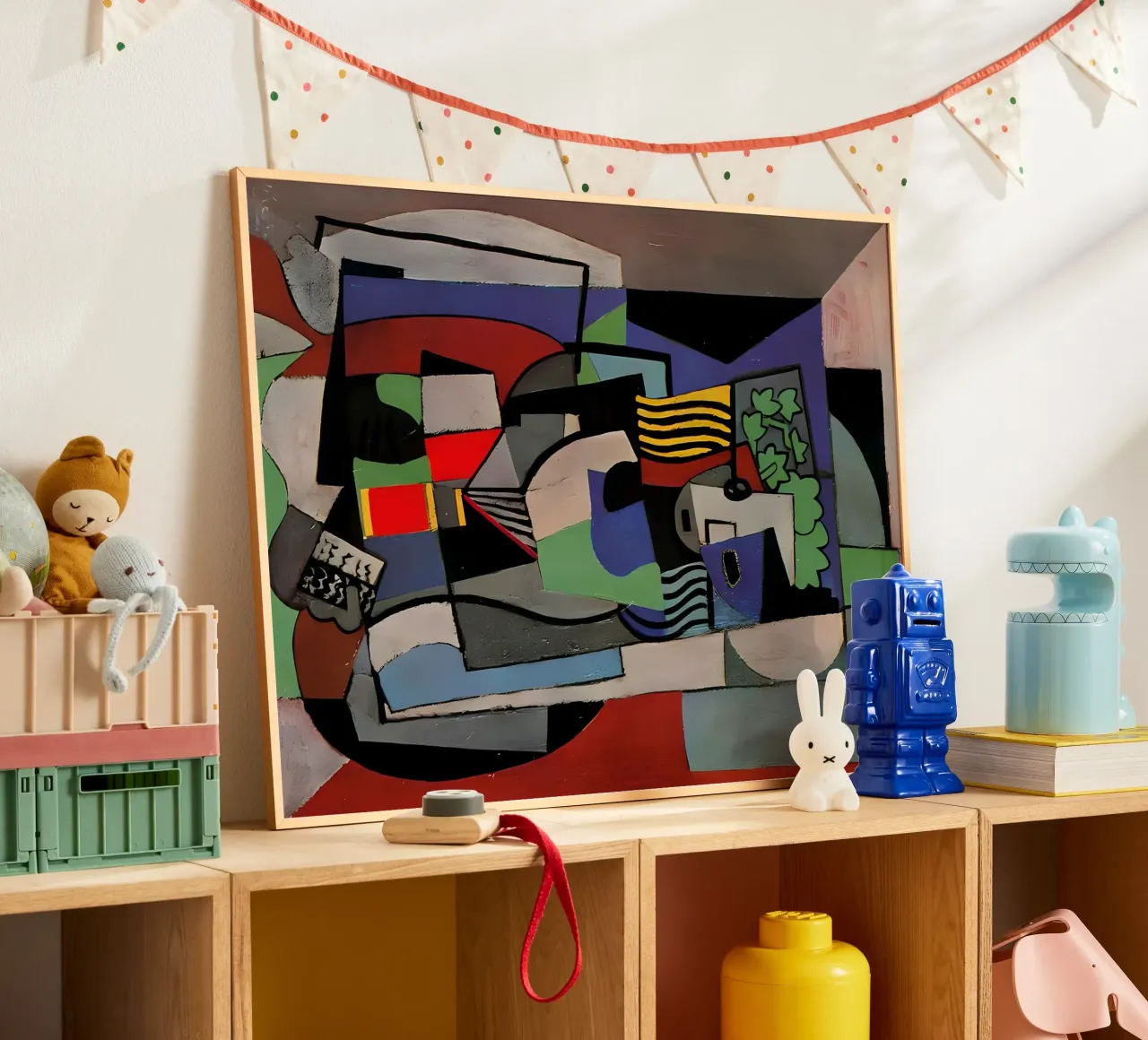 Cubist Abstract Composition Vibrant Geometric Forms hahnemühle by homdeco