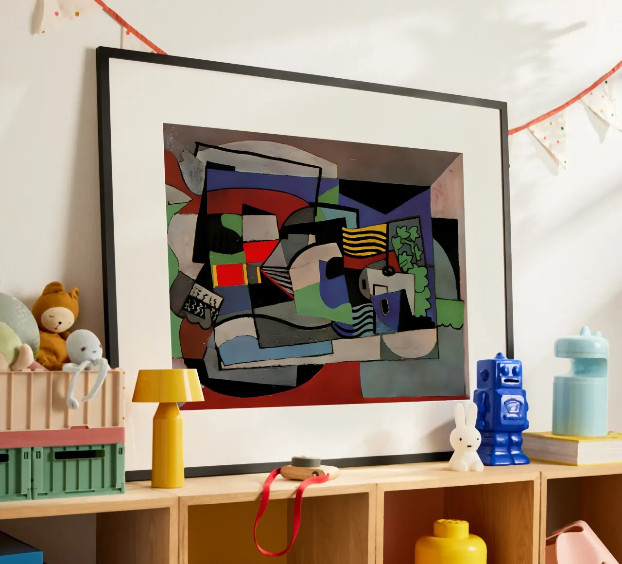 Cubist Abstract Composition Vibrant Geometric Forms hahnemühle by homdeco