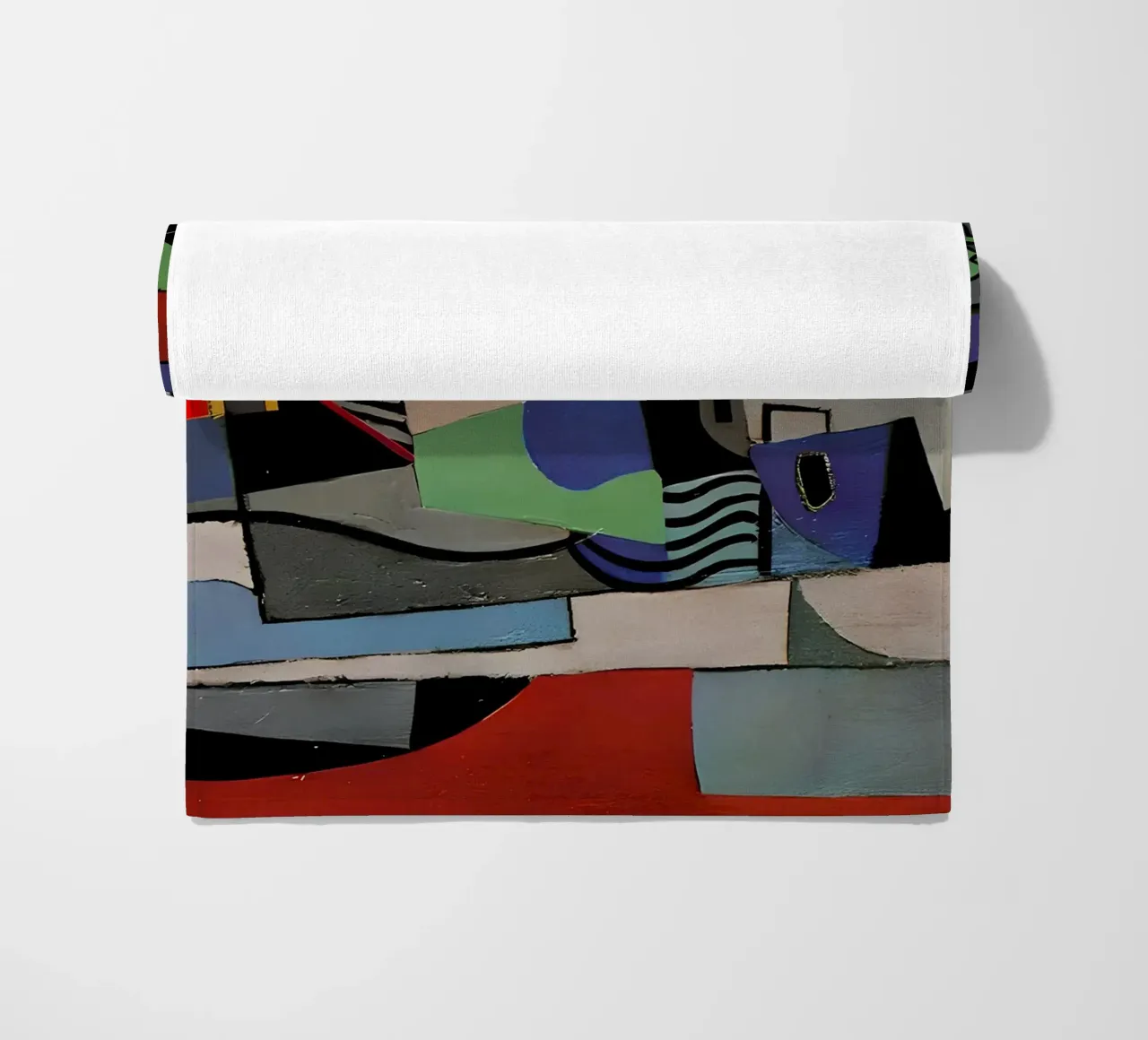 Composizione astratta cubista Forme geometriche vibranti telo mare da homdeco