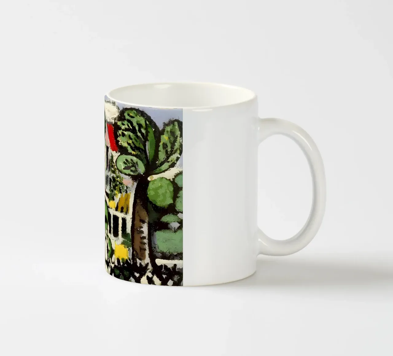 Paesaggio di campagna del villaggio di arte popolare naif tazza in ceramica da homdeco