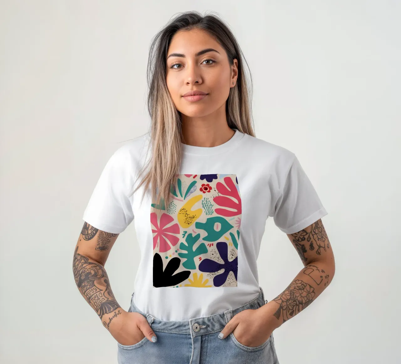 Abstracte Bloemen Symfonie t-shirt van Veil Maya