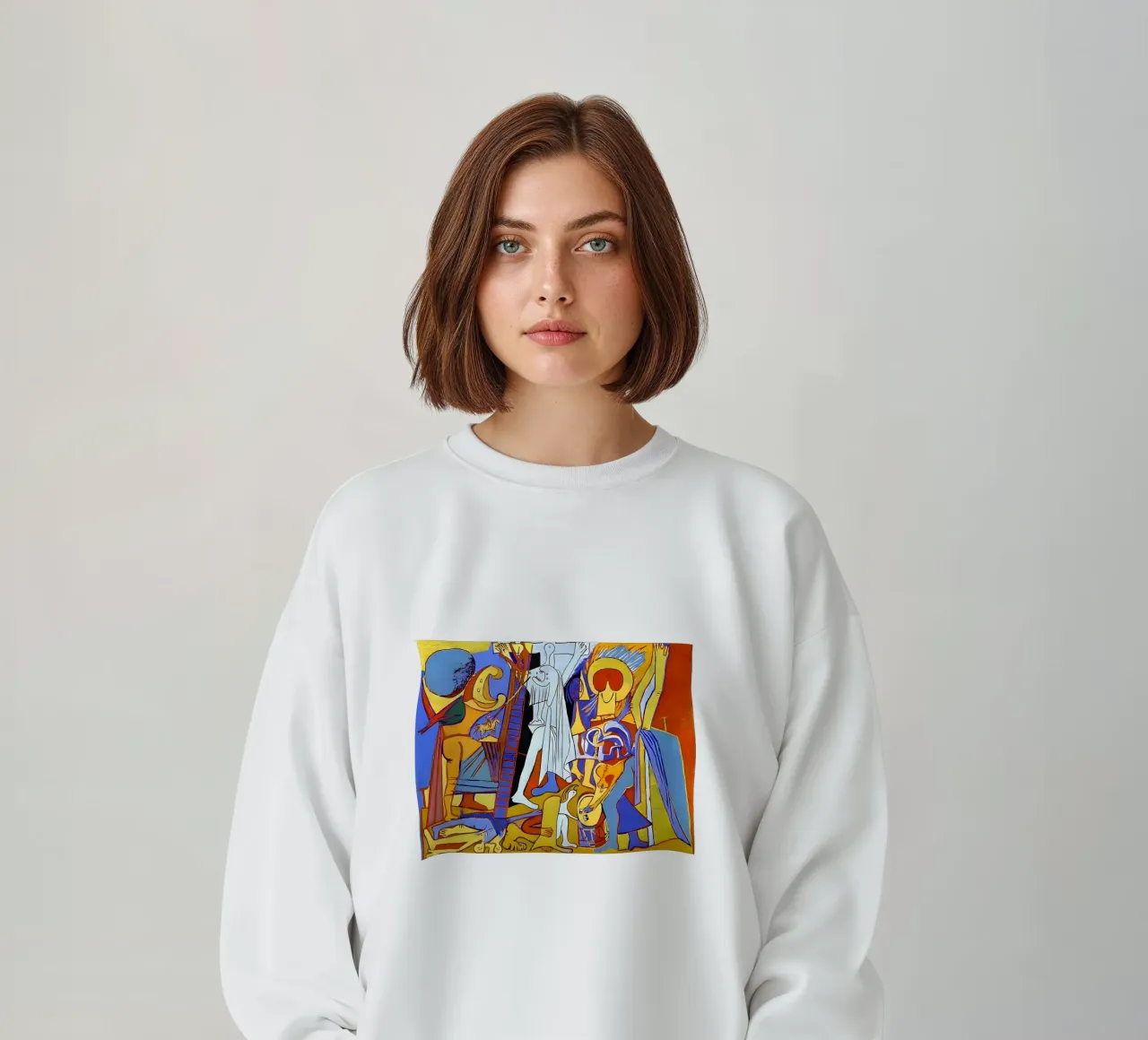 Abstract Cubist Composition Dynamic Human Forms sweatshirt by homdeco