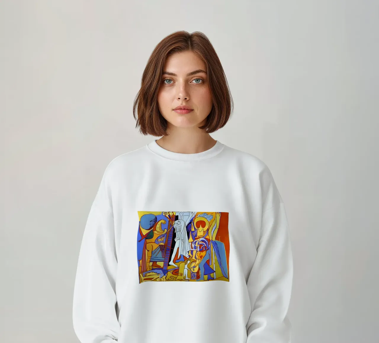 Abstract Cubist Composition Dynamic Human Forms sweatshirt by homdeco