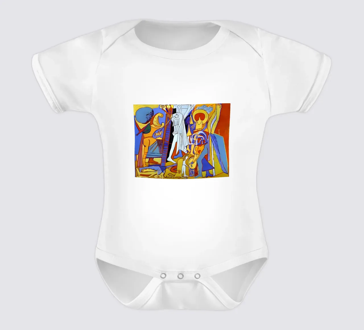Abstract Cubist Composition Dynamic Human Forms short-sleeve baby romper by homdeco