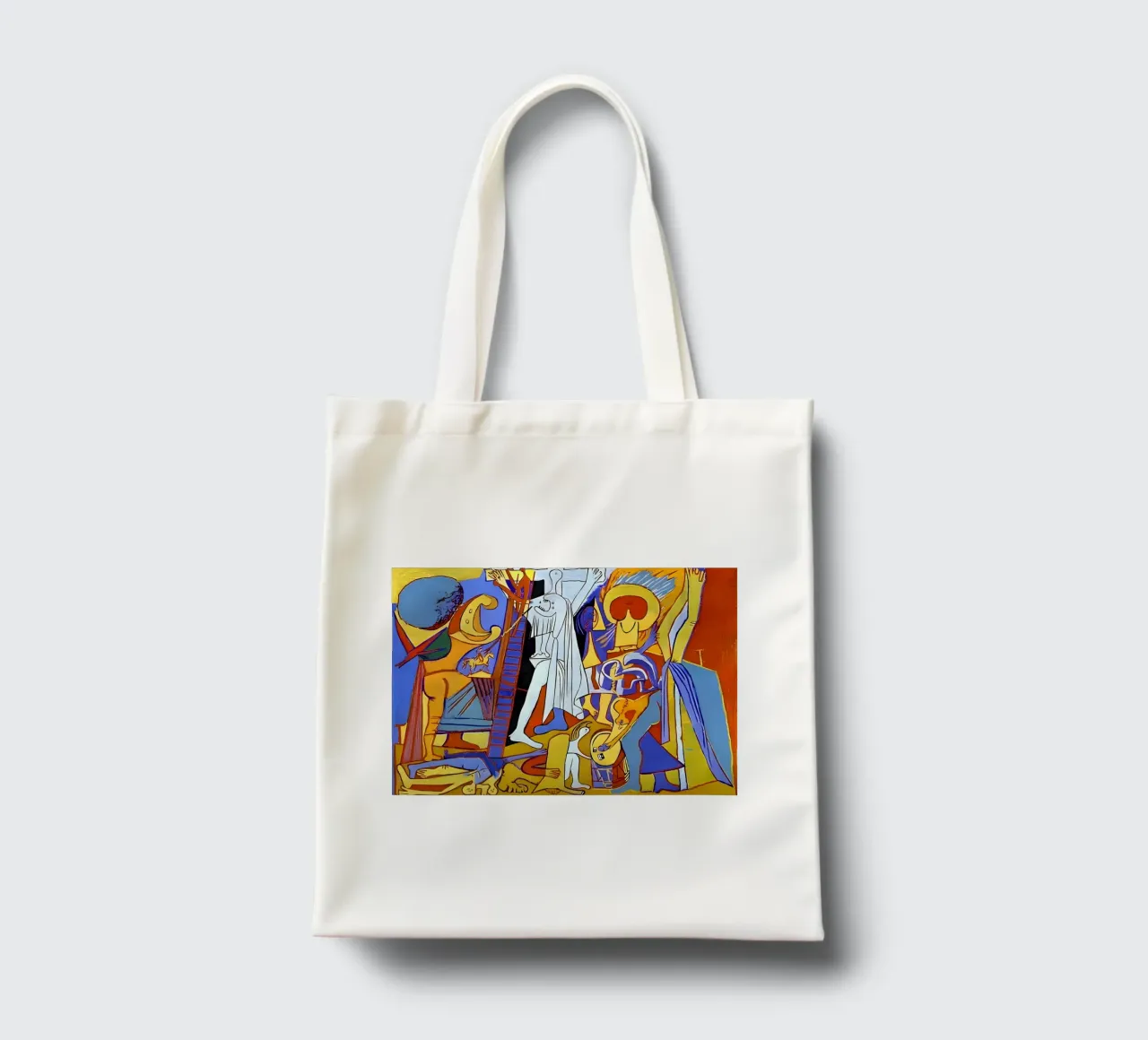 Composizione cubista astratta Forme umane dinamiche borsa in juta da homdeco