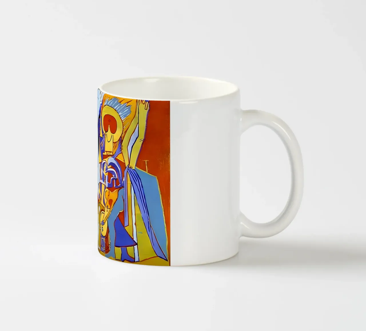 Abstract Cubist Composition Dynamic Human Forms ceramic mug by homdeco