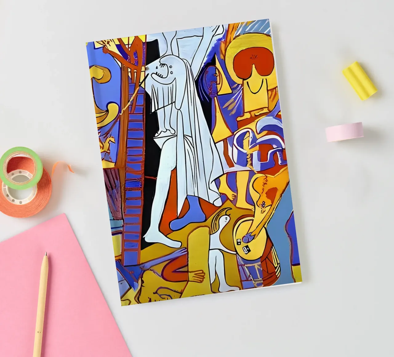 Abstract Cubist Composition Dynamic Human Forms notebook by homdeco
