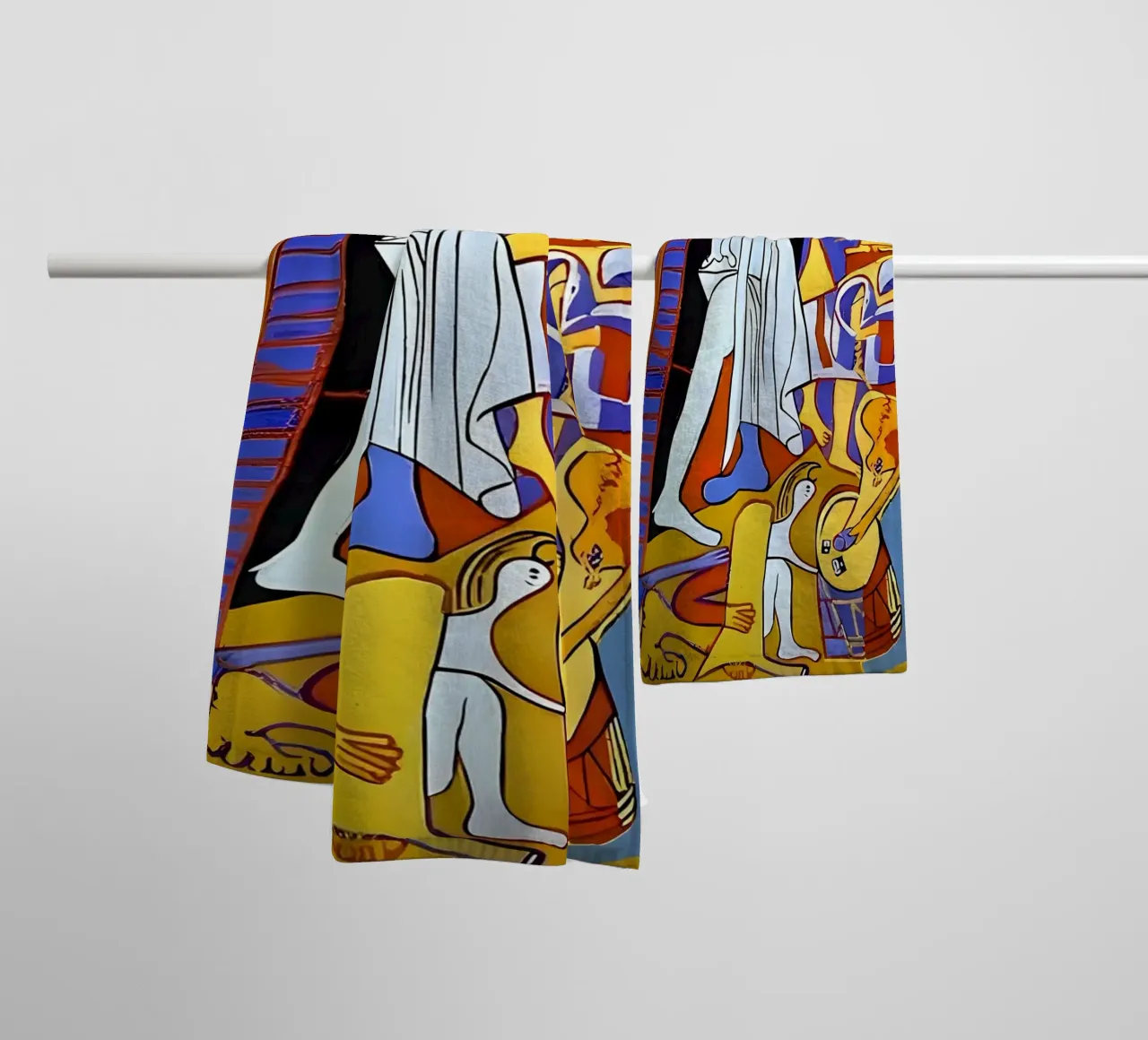 Abstract Cubist Composition Dynamic Human Forms towel by homdeco