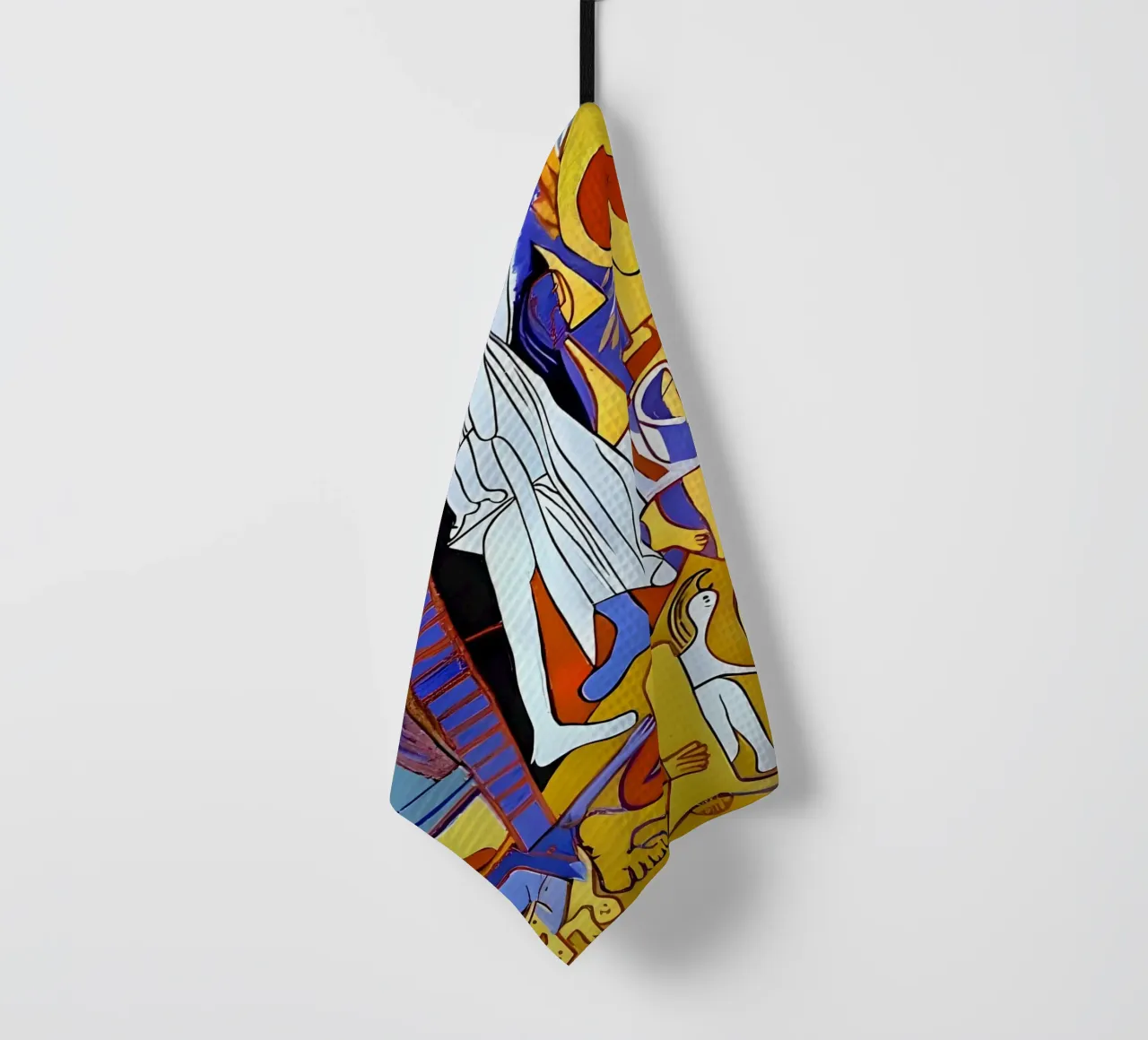 Abstract Cubist Composition Dynamic Human Forms tea towel by homdeco