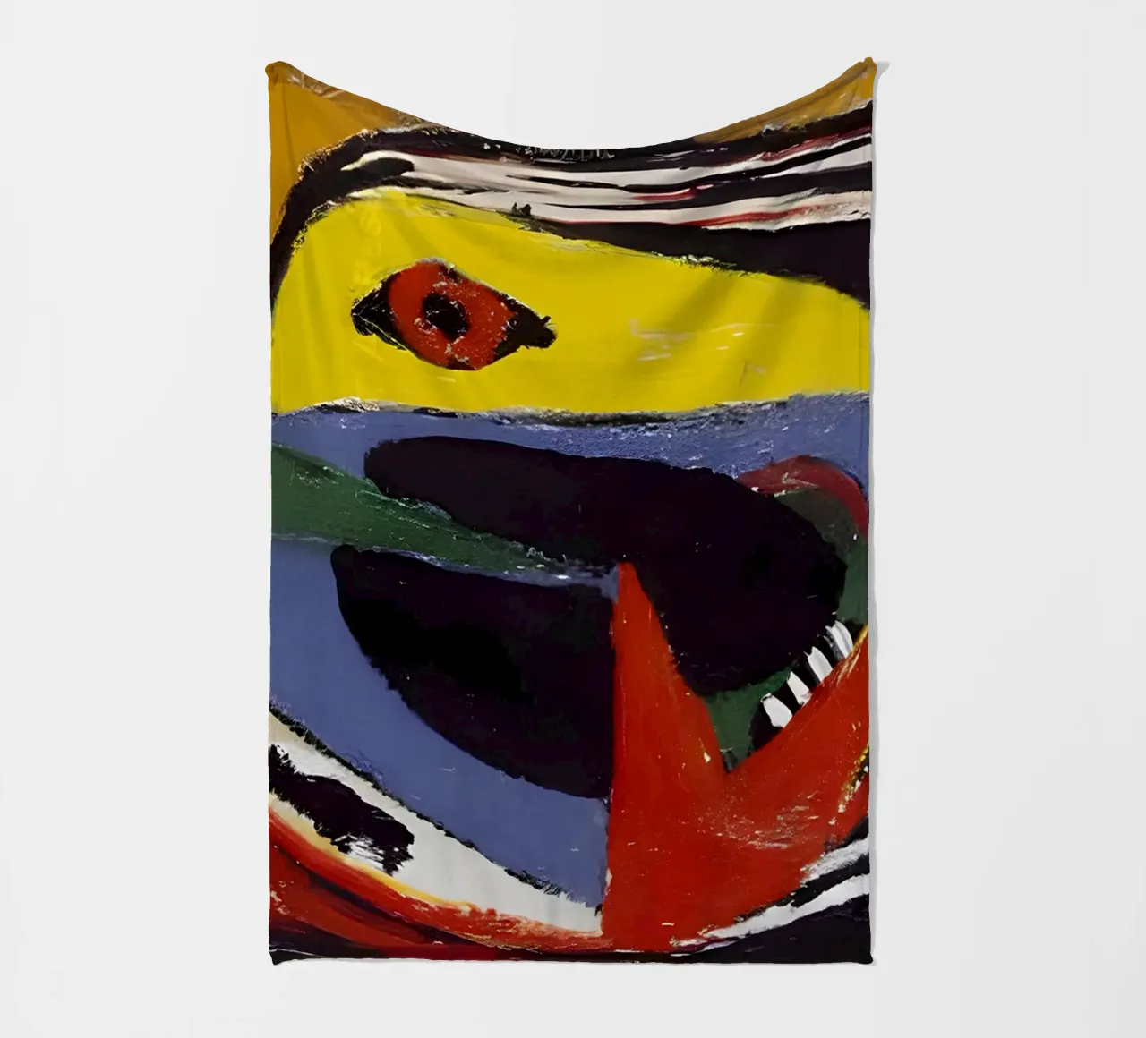 Picasso Abstract Fish Cubist Vibrant Colors fleece blanket by homdeco
