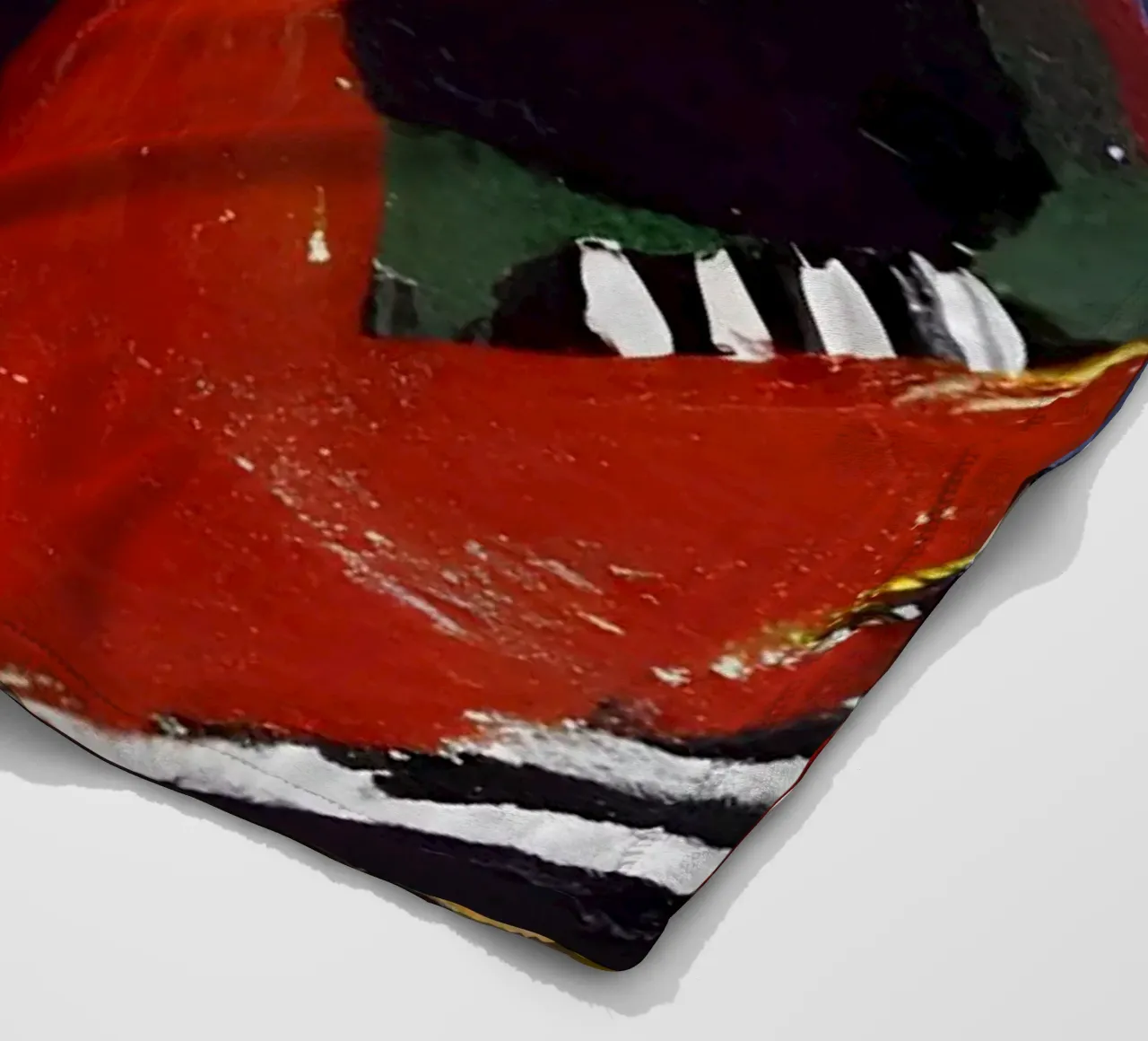 Picasso Abstract Fish Cubist Vibrant Colors fleece blanket by homdeco