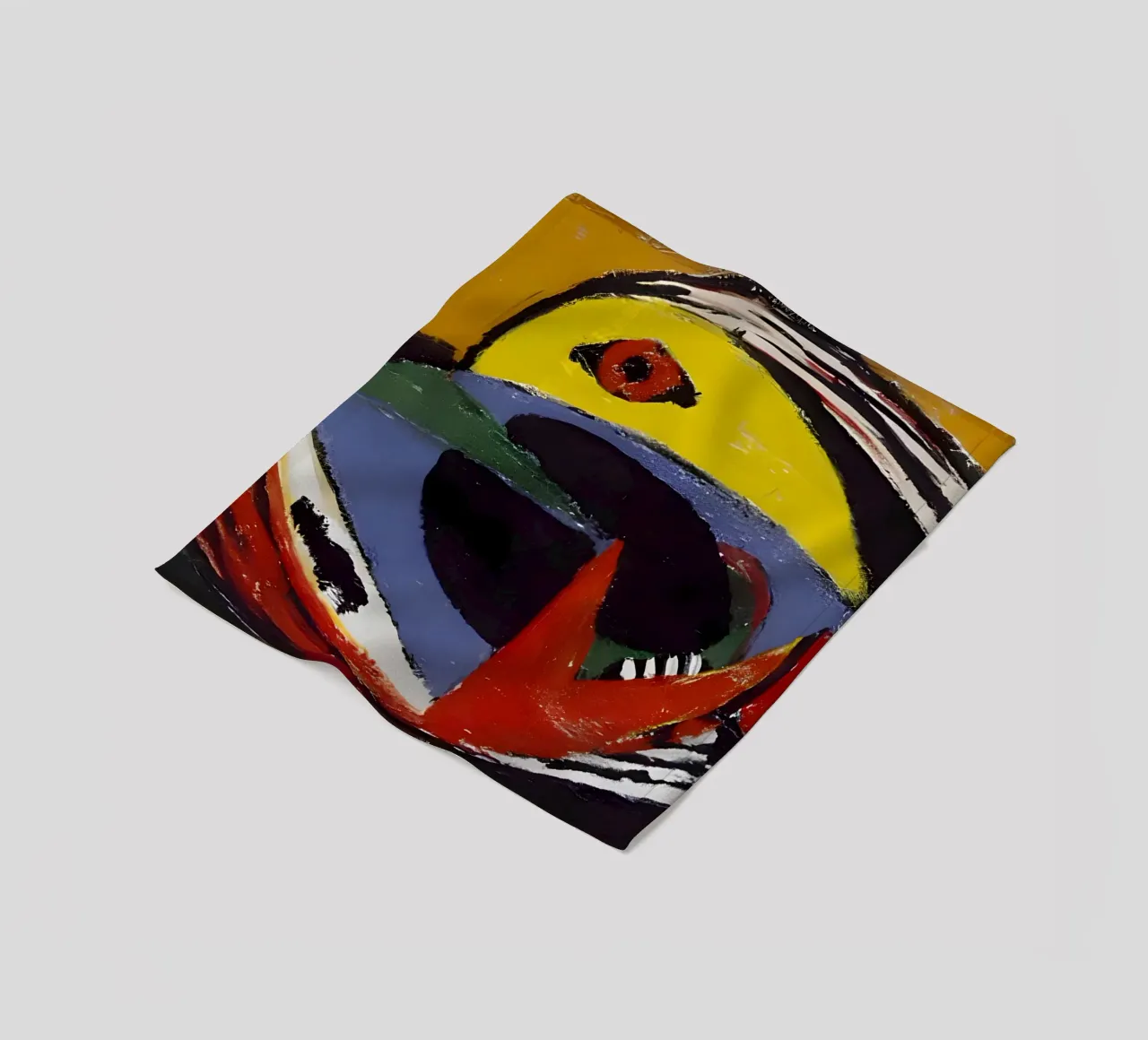 Picasso Abstract Fish Cubist Vibrant Colors fleece blanket by homdeco