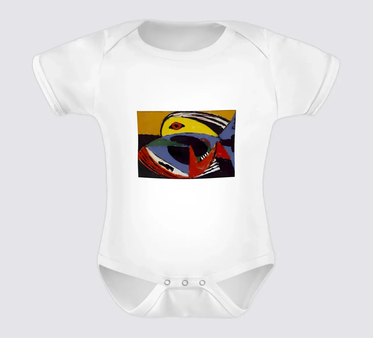 Picasso Abstract Fish Cubist Vibrant Colors short-sleeve baby romper by homdeco