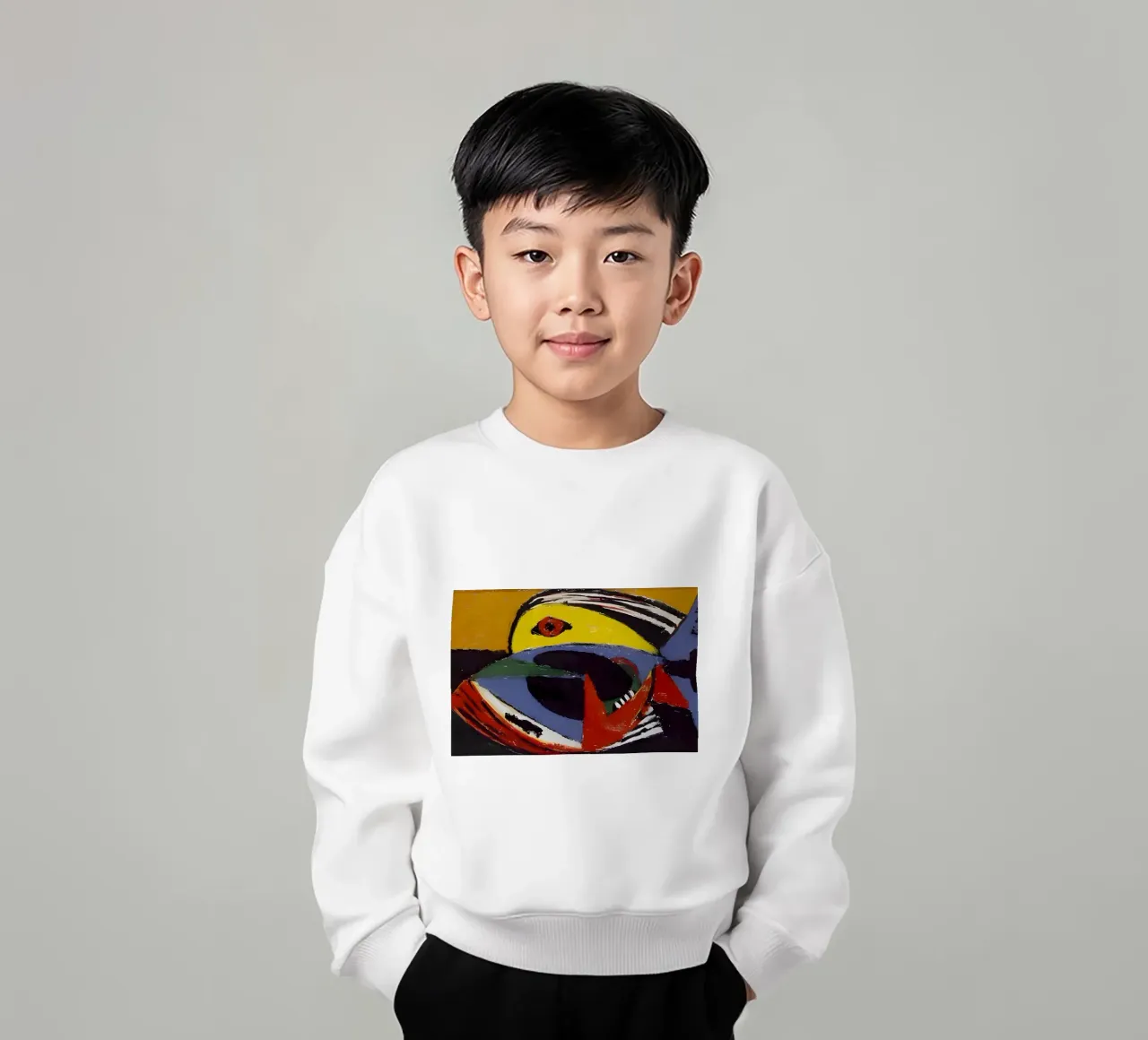 Picasso Abstract Fish Cubist Vibrant Colors kids sweatshirt by homdeco
