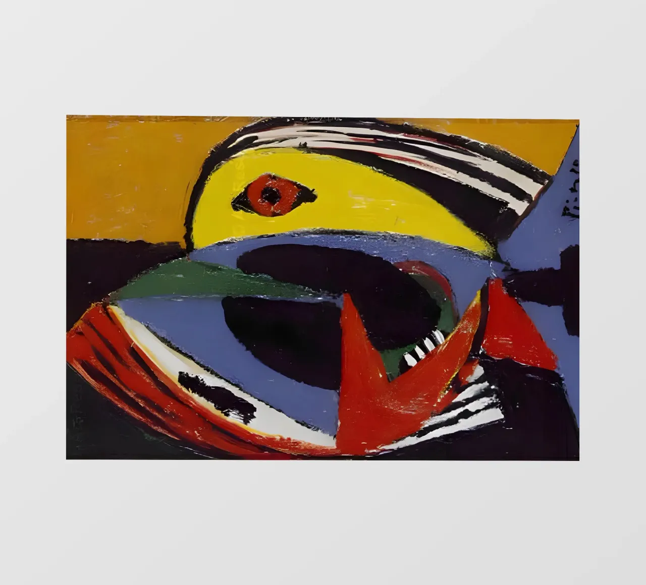 Picasso Pesce astratto Cubista Colori vibranti pellicola backlit da homdeco
