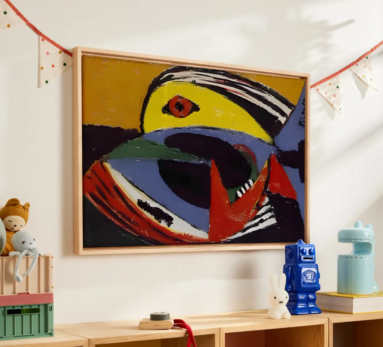 Picasso Abstrakt Fisch Kubistisch Lebendige Farben Leinwand von homdeco