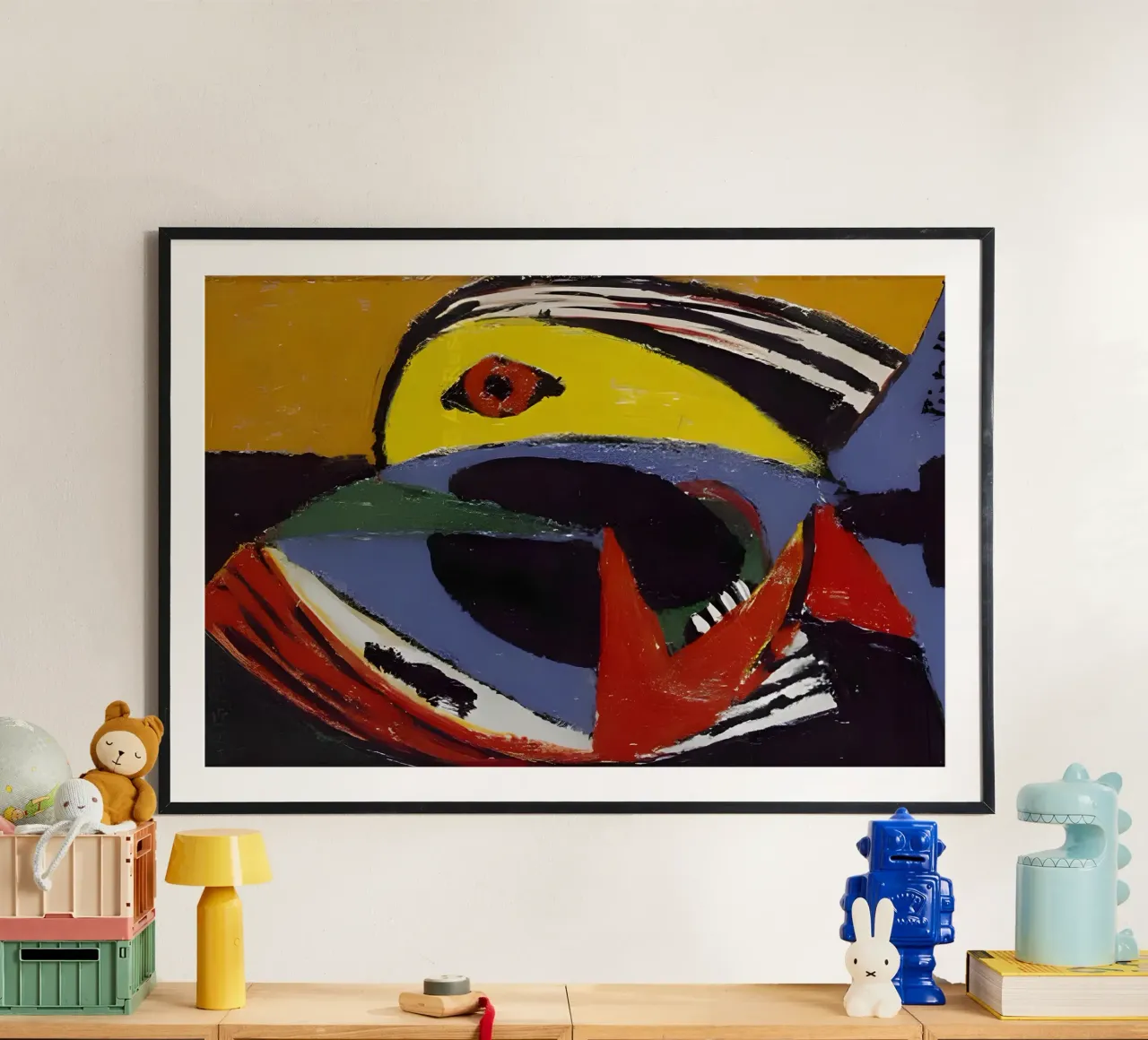 Picasso Abstract Fish Cubist Vibrant Colors poster by homdeco