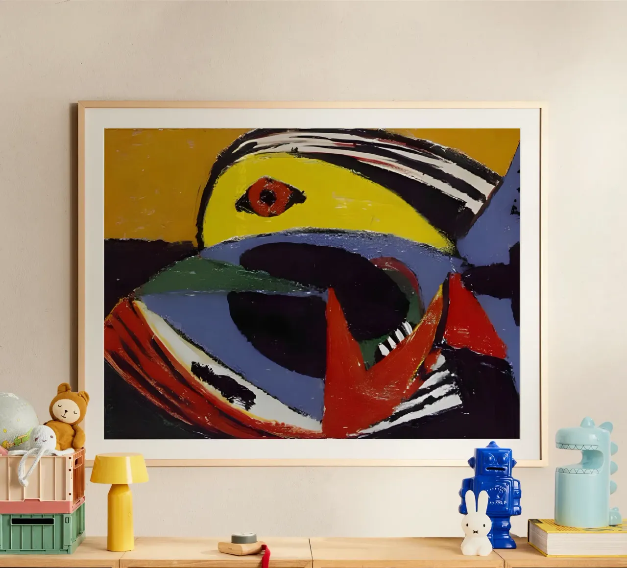 Picasso Abstract Fish Cubist Vibrant Colors poster by homdeco