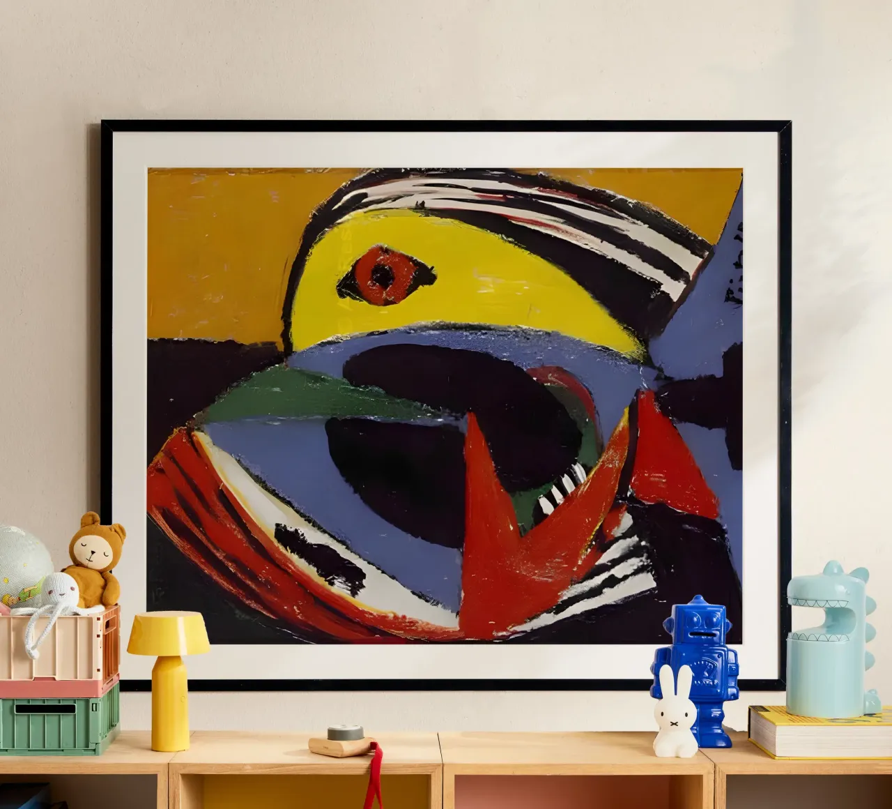 Picasso Abstract Fish Cubist Vibrant Colors poster by homdeco