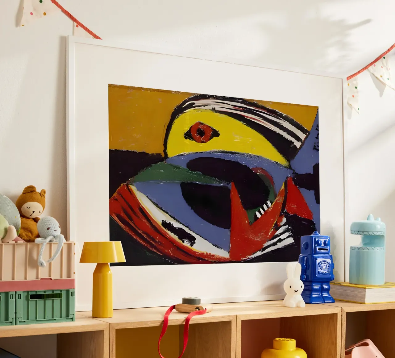 Picasso Abstract Fish Cubist Vibrant Colors poster by homdeco