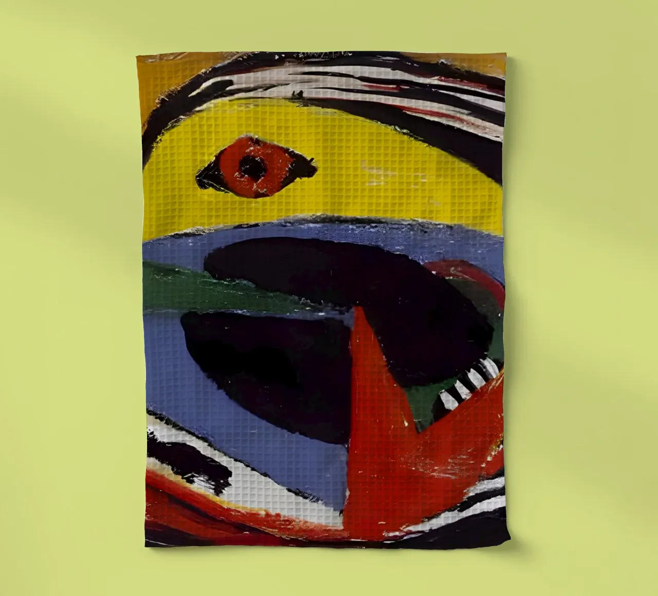 Picasso Abstrakt Fisch Kubistisch Lebendige Farben Geschirrtuch von homdeco