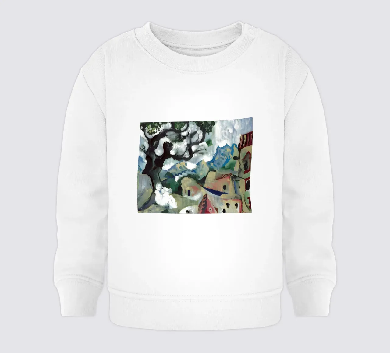 Abstract Village Landscape Moody Expressionist Árbol sudadera de bebé de homdeco