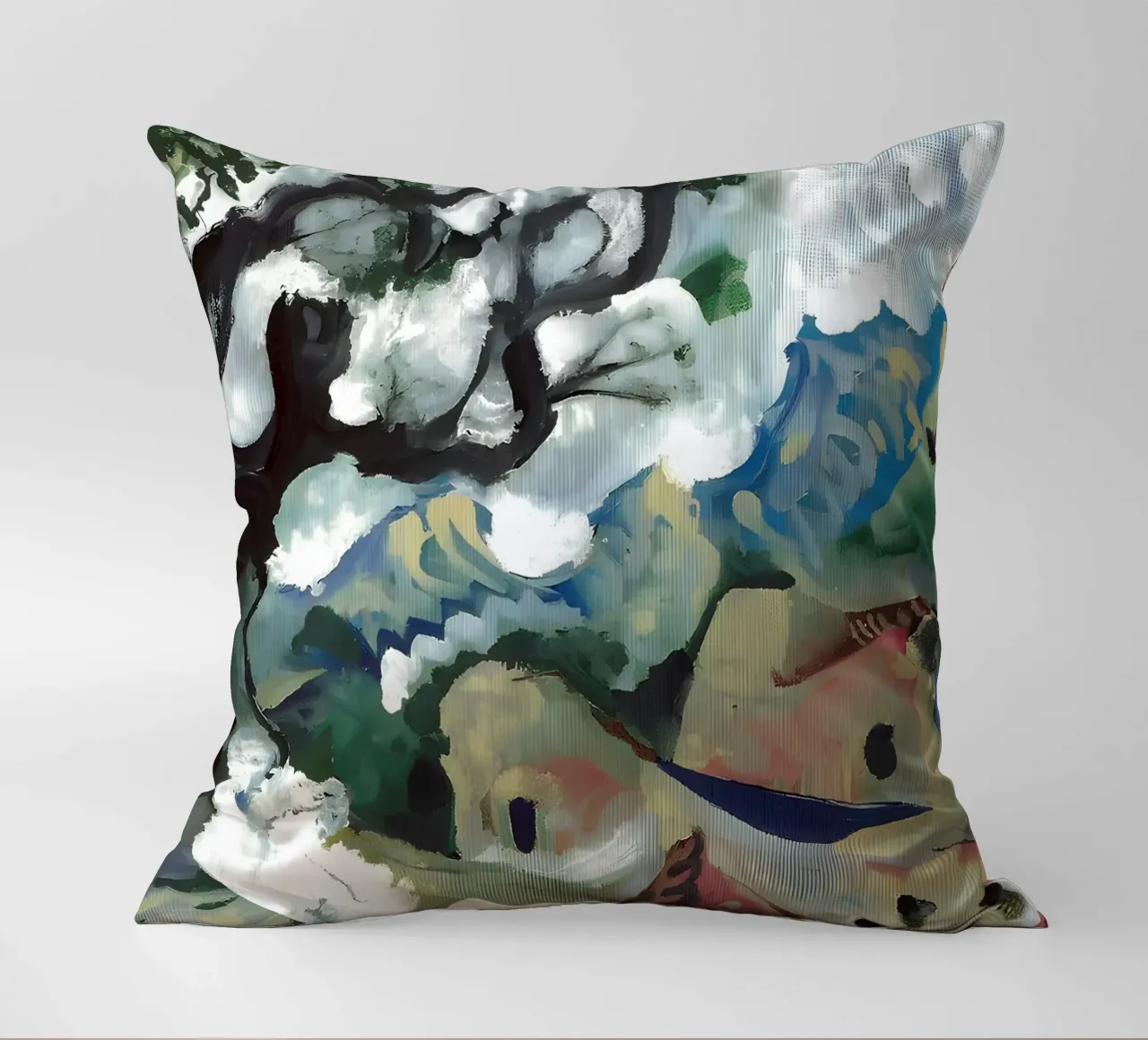 Abstract Village Landscape Moody Expressionist Tree decorative cushion by homdeco