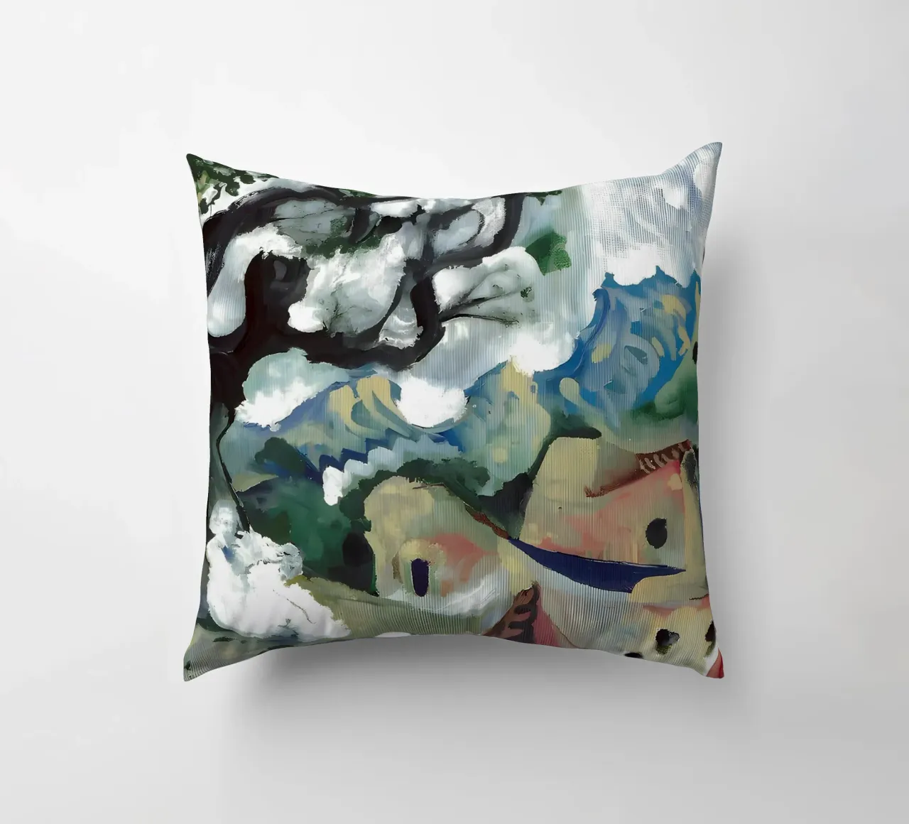 Abstract Village Landscape Moody Expressionist Tree decorative cushion by homdeco
