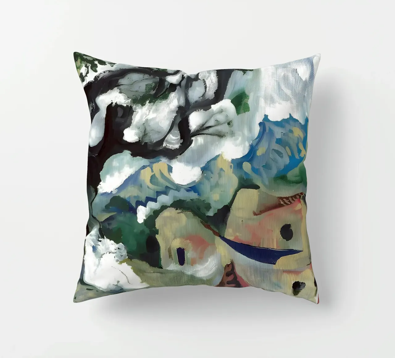 Abstract Village Landscape Moody Expressionist Tree decorative cushion by homdeco
