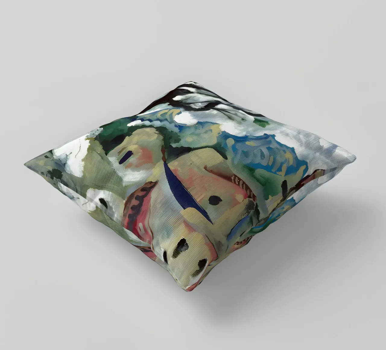 Abstract Village Landscape Moody Expressionist Tree decorative cushion by homdeco
