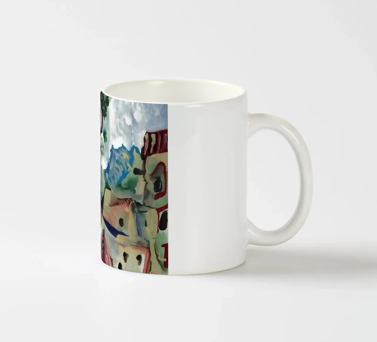 Abstract Village Landscape Moody Expressionist Árbol taza de cerámica de homdeco