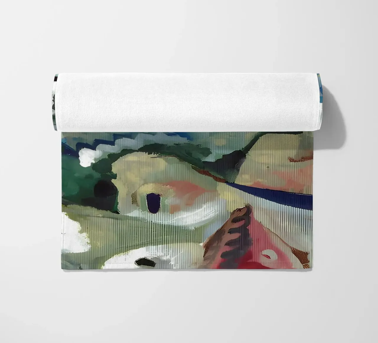 Abstract Village Landscape Moody Expressionist Tree beach towel by homdeco