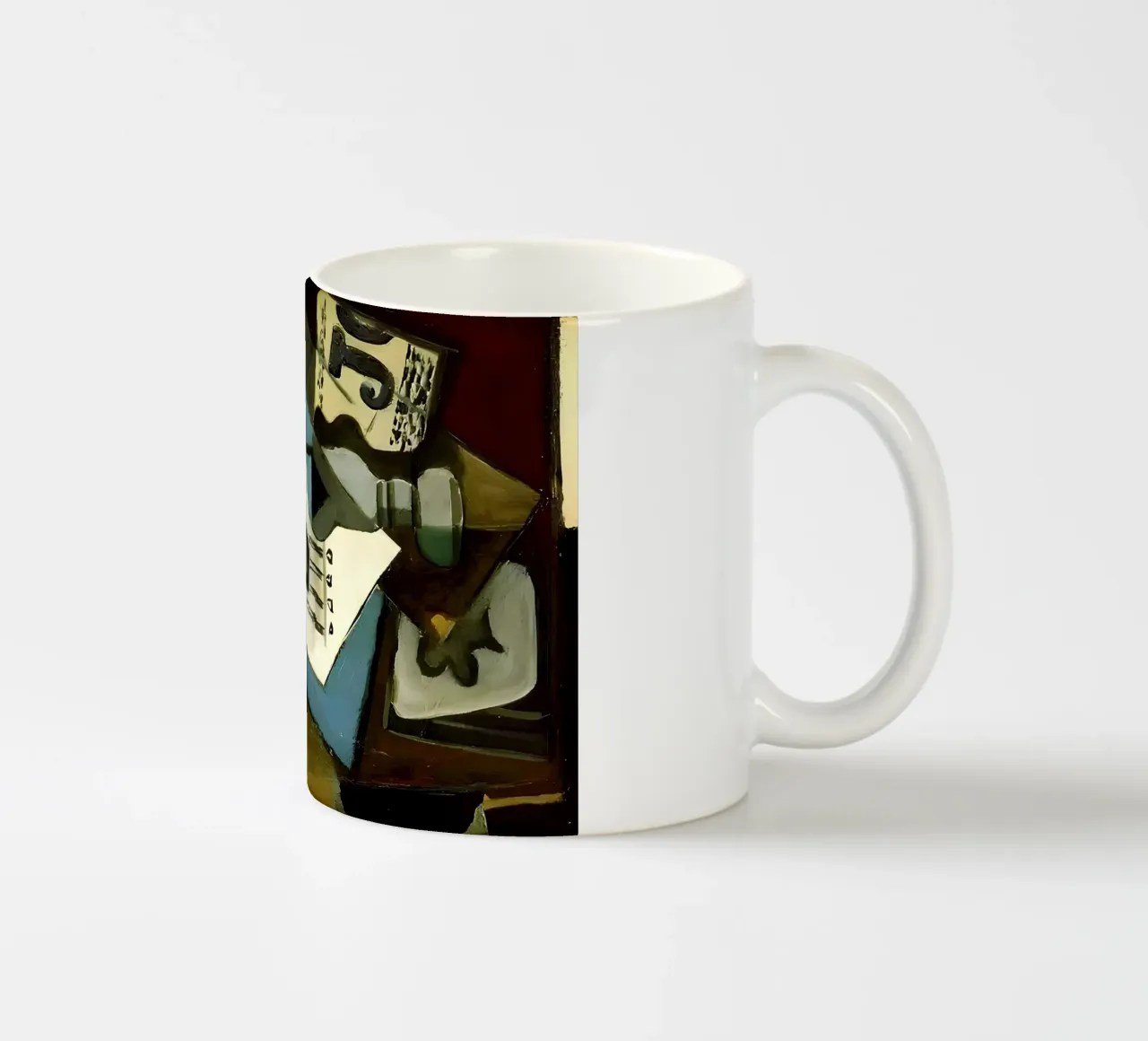 Nature morte cubiste partition et guitare abstraite mug en céramique de homdeco