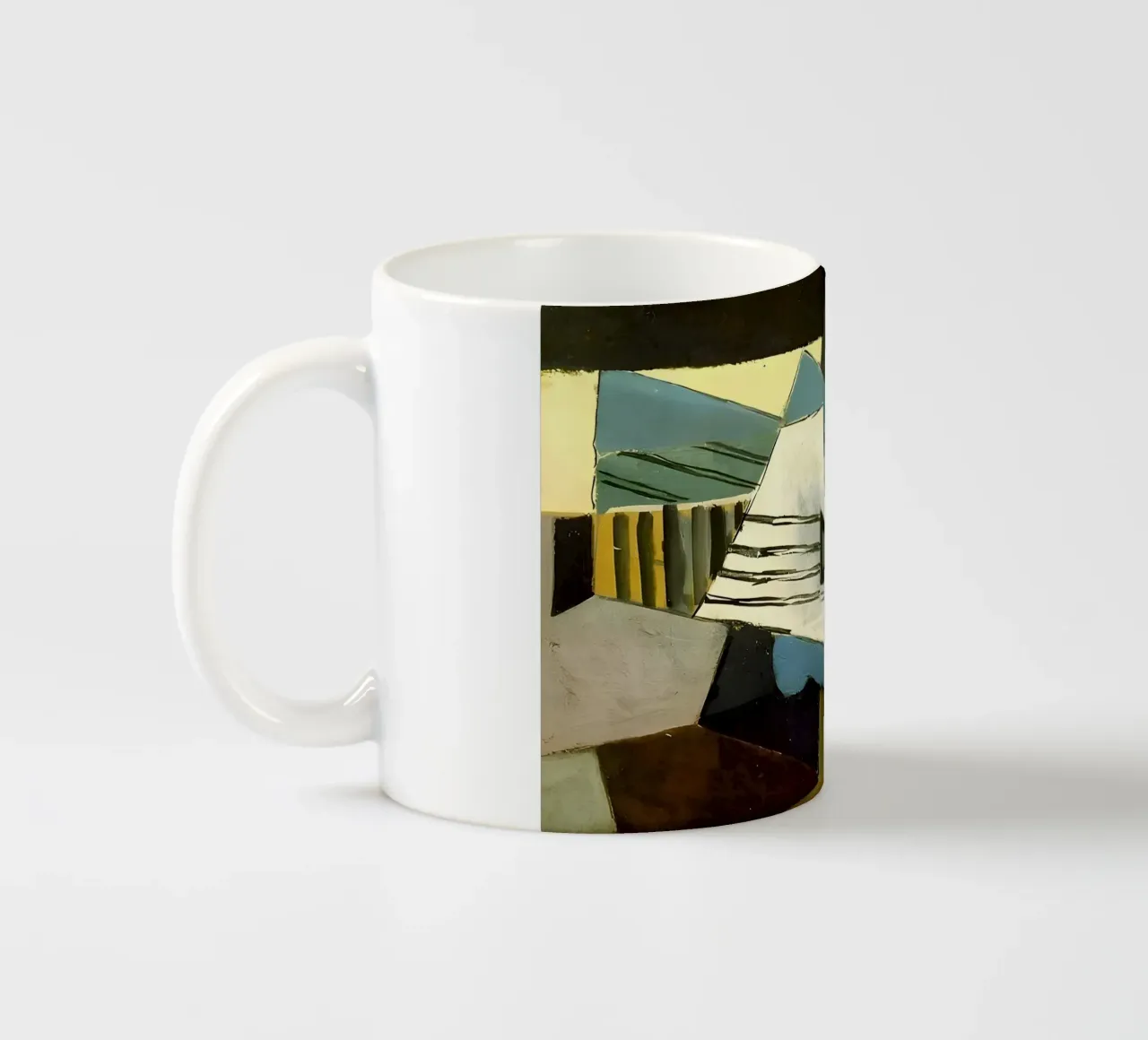 Nature morte cubiste partition et guitare abstraite mug en céramique de homdeco