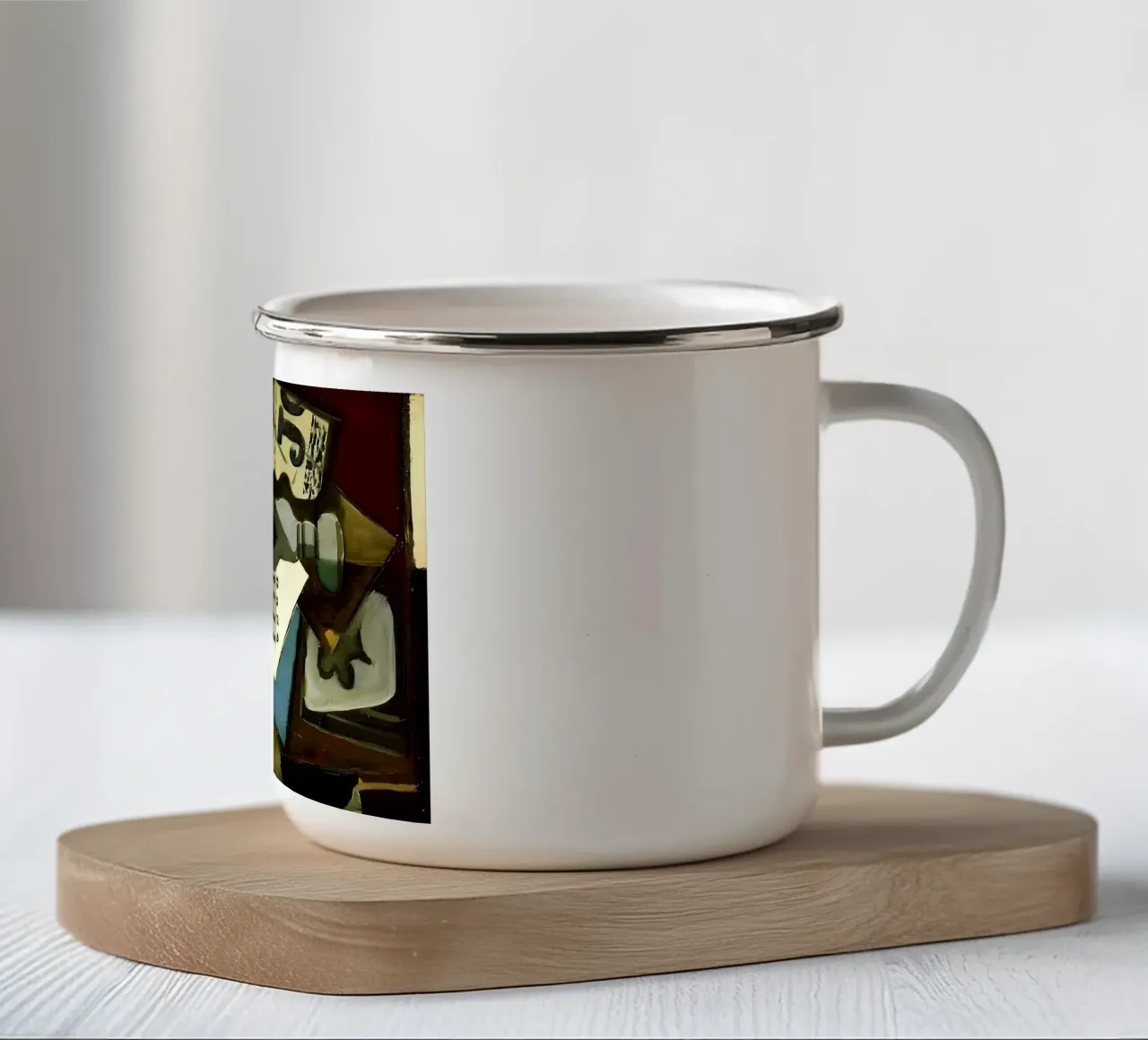 Spartito di natura morta cubista e chitarra astratta tazza in smalto da homdeco