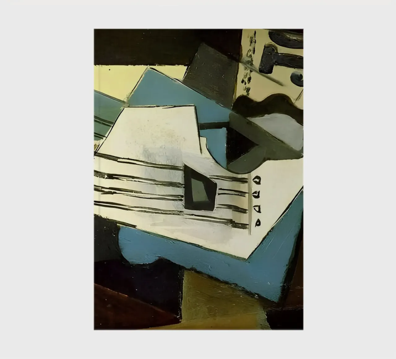 Cubist Still Life Sheet Music and Guitar Abstract notebook by homdeco