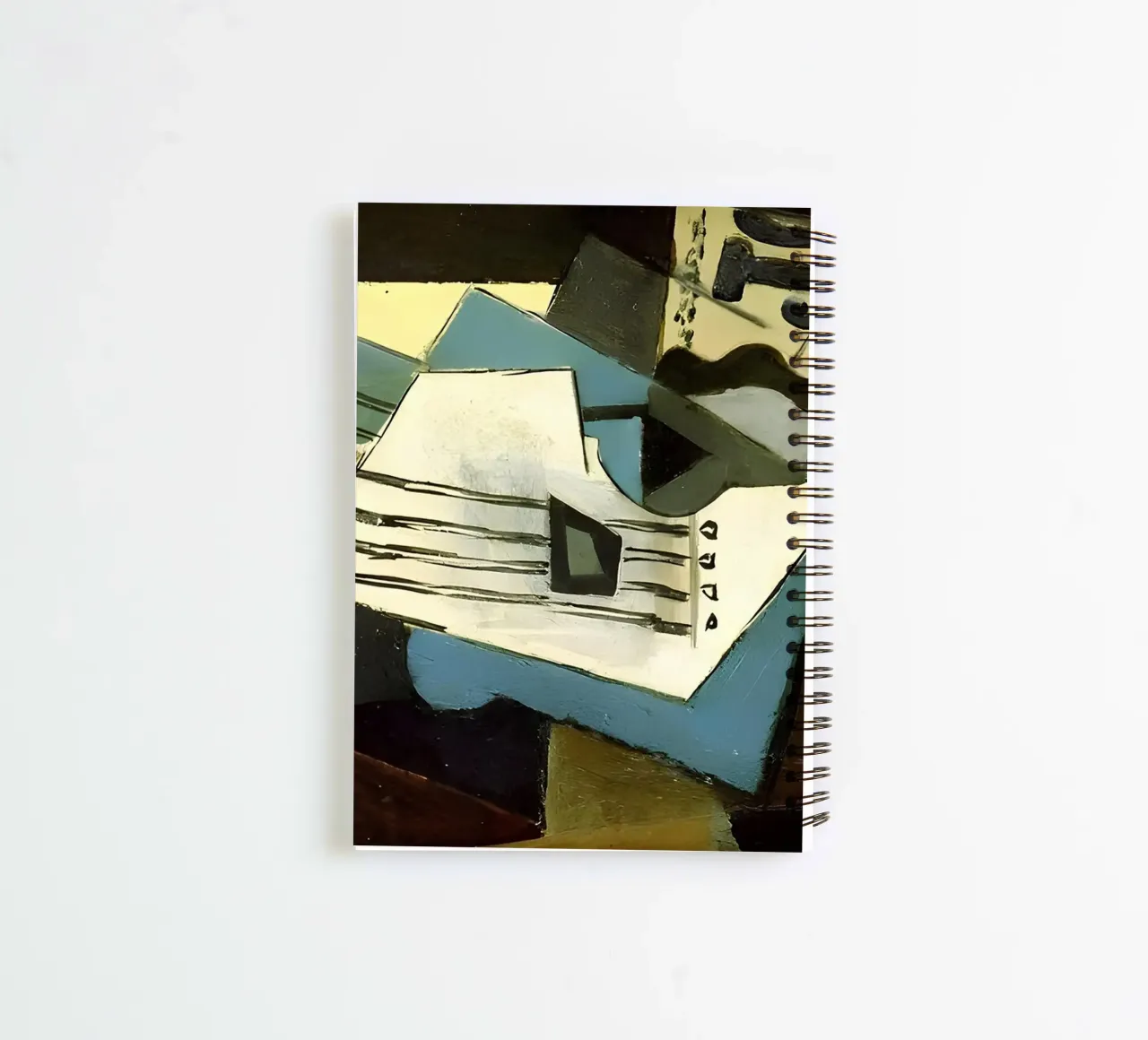 Cubist Still Life Sheet Music and Guitar Abstract spiral notebook by homdeco