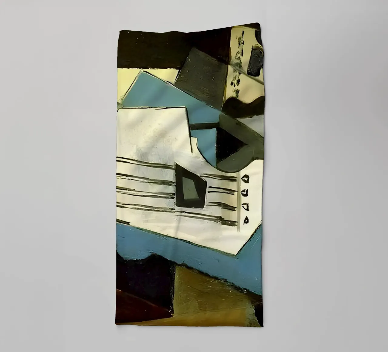 Nature morte cubiste partition et guitare abstraite serviette de bain de homdeco
