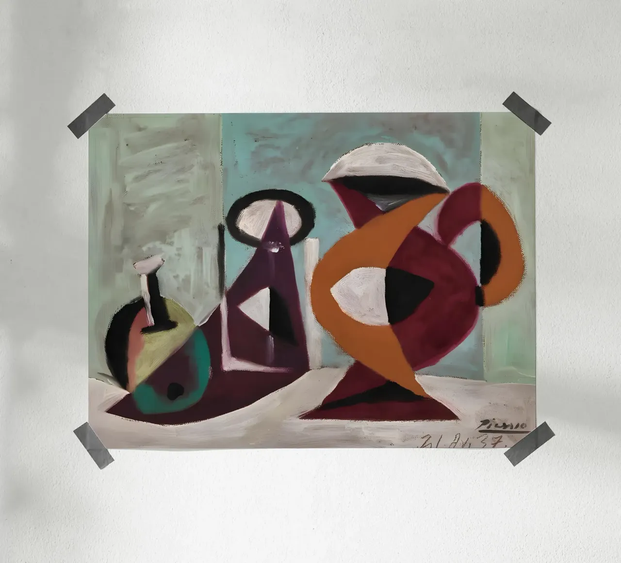 Picasso Natura morta Brocca di chitarra astratta 1937 carta hahnemühle da homdeco