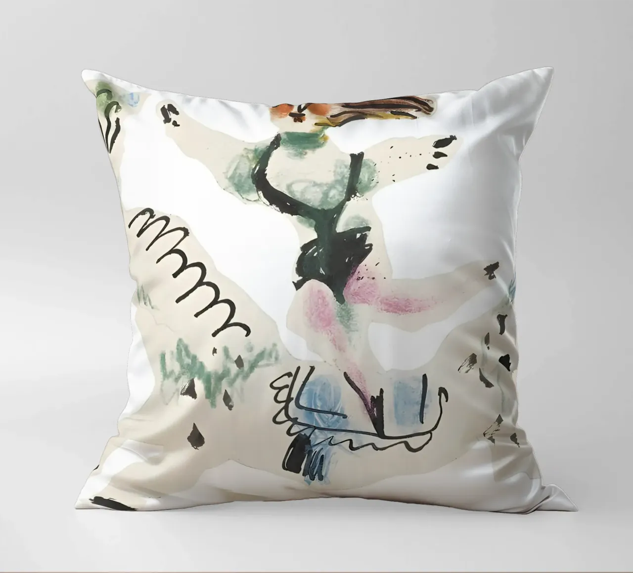 Abstract Equestrian Figure Picasso Inspired Playful Art decorative cushion by homdeco