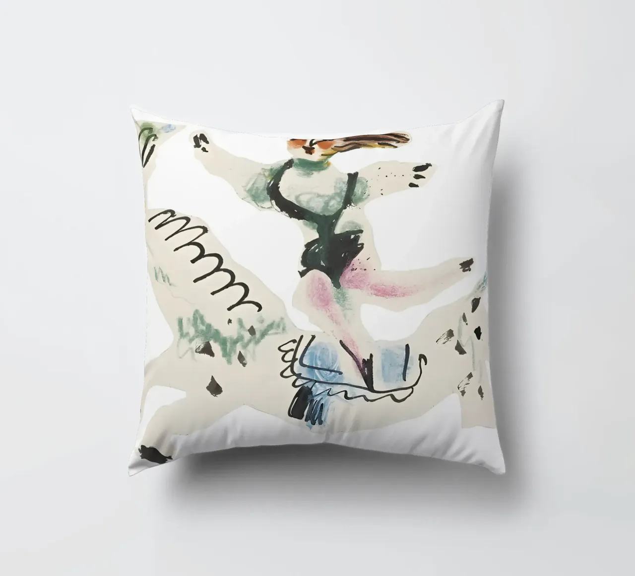 Abstract Equestrian Figure Picasso Inspired Playful Art decorative cushion by homdeco