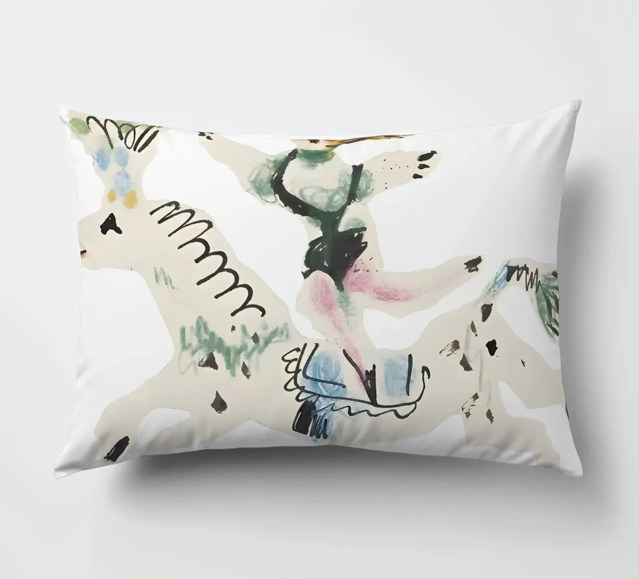 Abstract Equestrian Figure Picasso Inspired Playful Art decorative cushion by homdeco