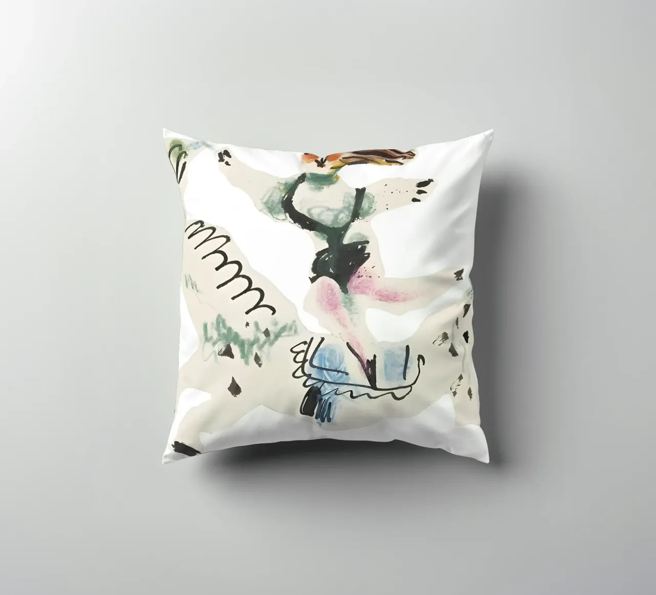 Abstract Equestrian Figure Picasso Inspired Playful Art decorative cushion by homdeco